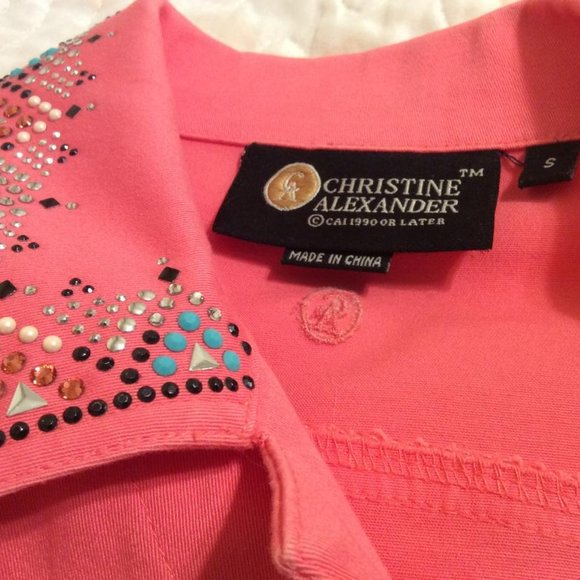 Christine Alexander NWOT Barbie Pink Denim Jacket Crystal Buttons Women Size S - Picture 6 of 8